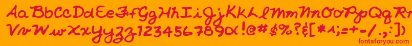 NicholeshandRegular Font – Red Fonts on Orange Background