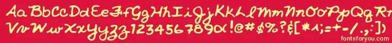 NicholeshandRegular Font – Yellow Fonts on Red Background