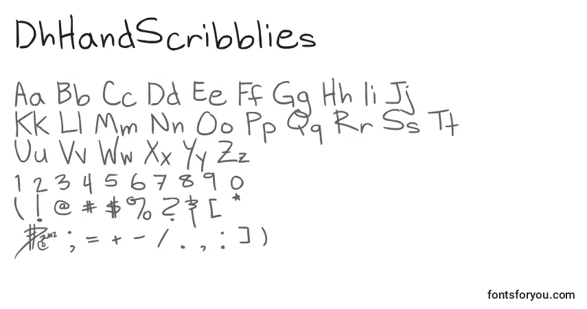 Шрифт DhHandScribblies – алфавит, цифры, специальные символы