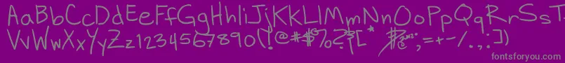 DhHandScribblies-Schriftart – Graue Schriften auf violettem Hintergrund