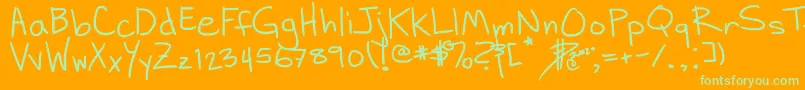 DhHandScribblies Font – Green Fonts on Orange Background