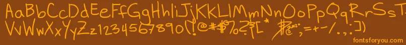 DhHandScribblies-Schriftart – Orangefarbene Schriften auf braunem Hintergrund