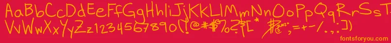 Lisätietoja DhHandScribblies-fontista DhHandScribblies-fontti – oranssit fontit punaisella taustalla