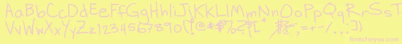 DhHandScribblies Font – Pink Fonts on Yellow Background