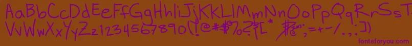 DhHandScribblies Font – Purple Fonts on Brown Background