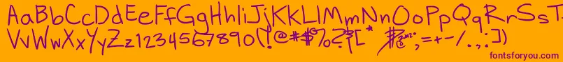 DhHandScribblies-fontti – violetit fontit oranssilla taustalla