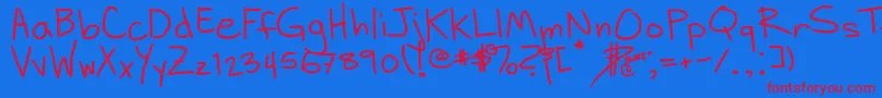 Police DhHandScribblies – polices rouges sur fond bleu