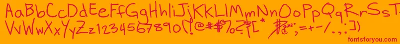 DhHandScribblies Font – Red Fonts on Orange Background
