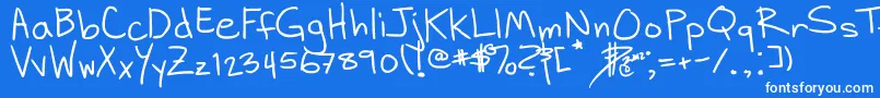 Fonte DhHandScribblies – fontes brancas em um fundo azul