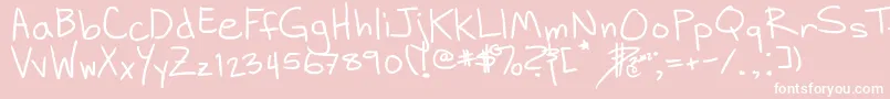Saiba mais sobre a fonte DhHandScribblies Fonte DhHandScribblies – fontes brancas em um fundo rosa