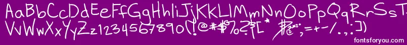 DhHandScribblies-Schriftart – Weiße Schriften auf violettem Hintergrund