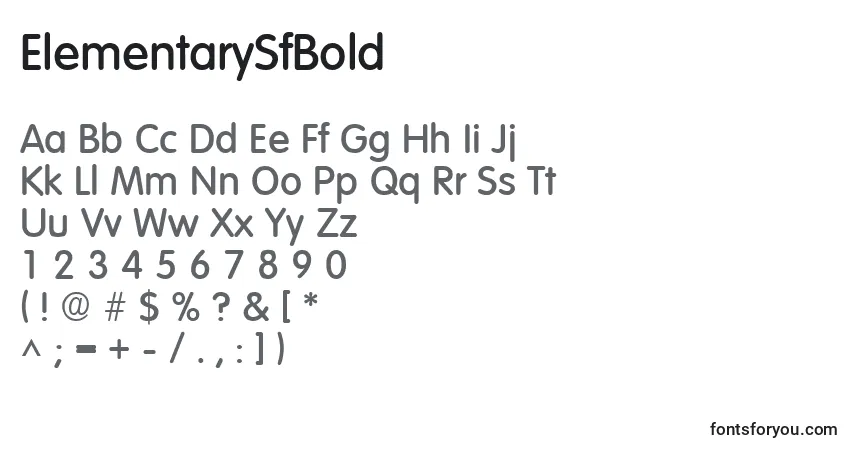 A fonte ElementarySfBold – alfabeto, números, caracteres especiais