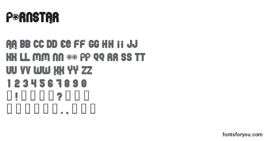 Czcionka Pornstar – alfabet, cyfry, specjalne znaki