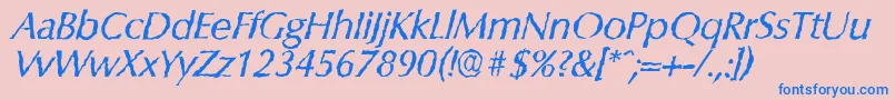 Czcionka ColumbiarandomItalic – niebieskie czcionki na różowym tle