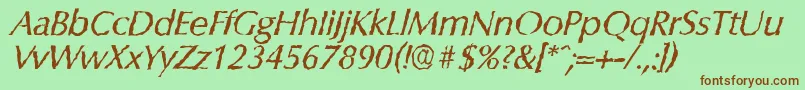 ColumbiarandomItalic Font – Brown Fonts on Green Background