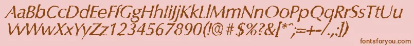 フォントColumbiarandomItalic – ピンクの背景に茶色のフォント