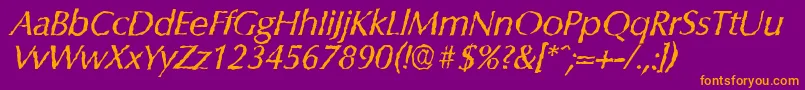 Police ColumbiarandomItalic – polices orange sur fond violet
