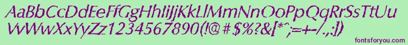 ColumbiarandomItalic Font – Purple Fonts on Green Background