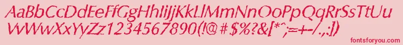Fonte ColumbiarandomItalic – fontes vermelhas em um fundo rosa