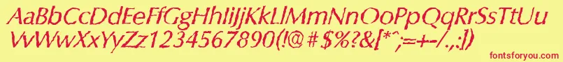 fuente ColumbiarandomItalic – Fuentes Rojas Sobre Fondo Amarillo