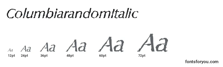 Размеры шрифта ColumbiarandomItalic