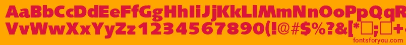 LansettedisplaysskRegular-Schriftart – Rote Schriften auf orangefarbenem Hintergrund