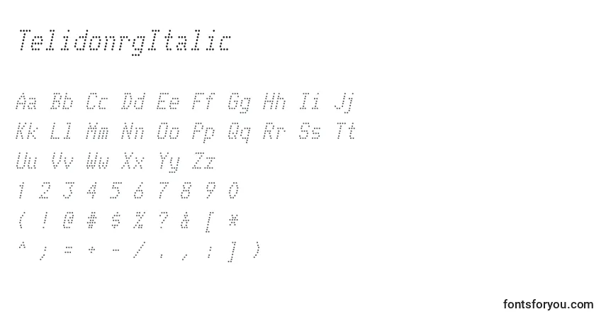 Czcionka TelidonrgItalic – alfabet, cyfry, specjalne znaki