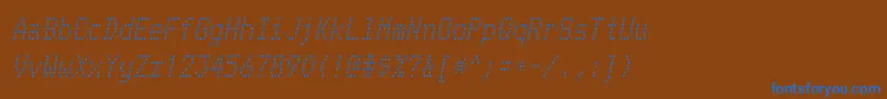 TelidonrgItalic-Schriftart – Blaue Schriften auf braunem Hintergrund