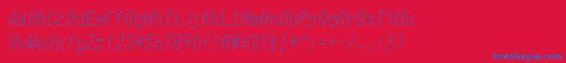 TelidonrgItalic-Schriftart – Blaue Schriften auf rotem Hintergrund