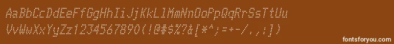TelidonrgItalic-Schriftart – Weiße Schriften auf braunem Hintergrund