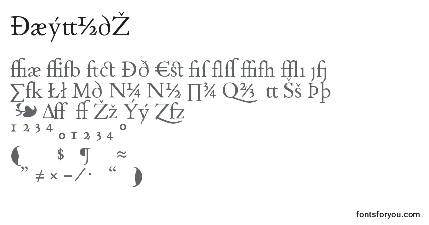 Czcionka DayromX – alfabet, cyfry, specjalne znaki