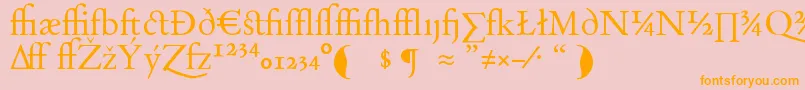 DayromXフォントについての詳細 フォントDayromX – オレンジの文字がピンクの背景にあります。