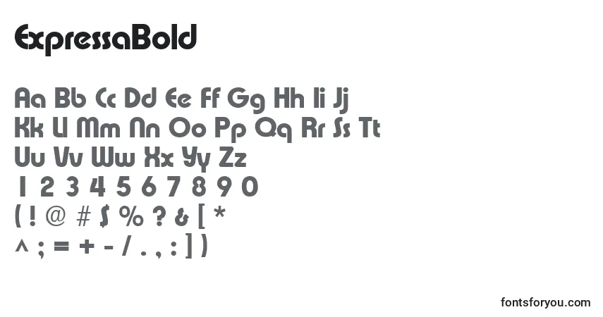 Czcionka ExpressaBold – alfabet, cyfry, specjalne znaki