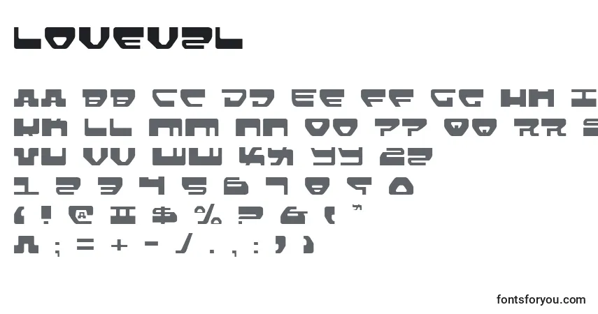 A fonte Lovev2l – alfabeto, números, caracteres especiais
