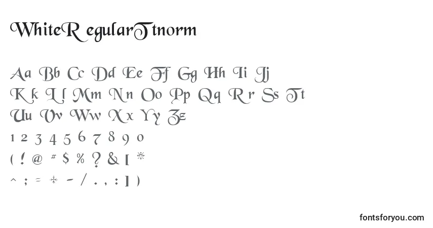 Schriftart WhiteRegularTtnorm – Alphabet, Zahlen, spezielle Symbole