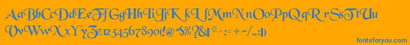 WhiteRegularTtnorm-Schriftart – Blaue Schriften auf orangefarbenem Hintergrund