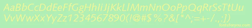 Fonte PfsyntaxItalic – fontes amarelas em um fundo verde