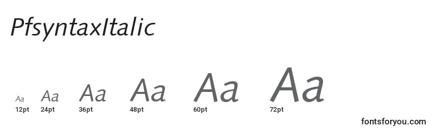 Größen der Schriftart PfsyntaxItalic
