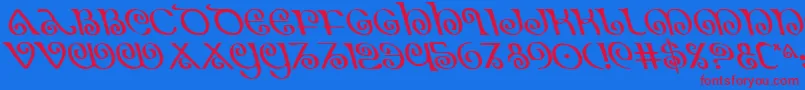 Theshireleft-fontti – punaiset fontit sinisellä taustalla