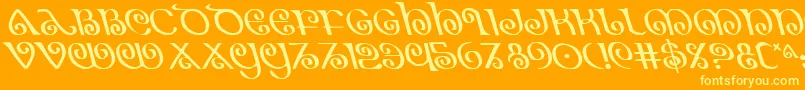 Theshireleft-Schriftart – Gelbe Schriften auf orangefarbenem Hintergrund