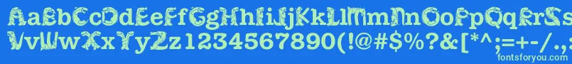 Kadinosob Font – Green Fonts on Blue Background