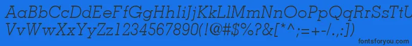 フォントMemphisLtLightItalic – 黒い文字の青い背景