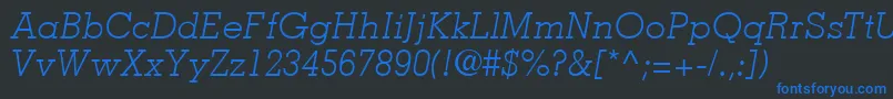 MemphisLtLightItalic Font – Blue Fonts on Black Background