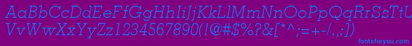 MemphisLtLightItalic-fontti – siniset fontit violetilla taustalla
