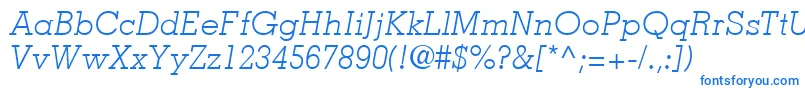 Шрифт MemphisLtLightItalic – синие шрифты на белом фоне