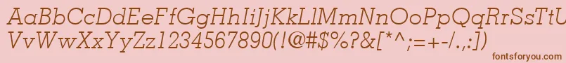 MemphisLtLightItalic-fontti – ruskeat fontit vaaleanpunaisella taustalla