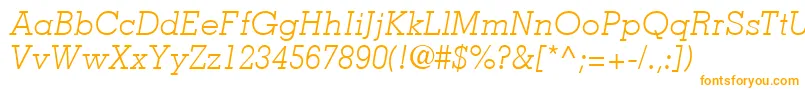 MemphisLtLightItalic-Schriftart – Orangefarbene Schriften auf weißem Hintergrund