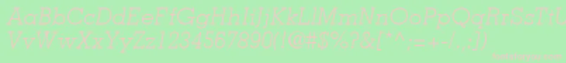 MemphisLtLightItalic-fontti – vaaleanpunaiset fontit vihreällä taustalla