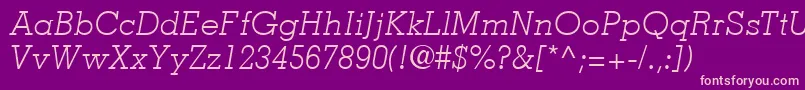 フォントMemphisLtLightItalic – 紫の背景にピンクのフォント