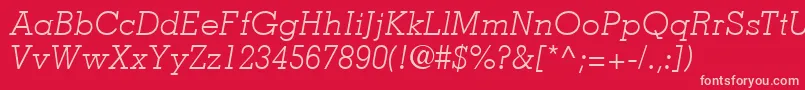 MemphisLtLightItalic Font – Pink Fonts on Red Background
